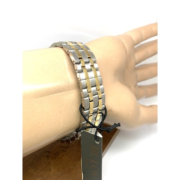 Bulova Men's Watch 98D165 Quartz Diamond Black Dial Two Tone Stainless Steel - Picture 10 of 14